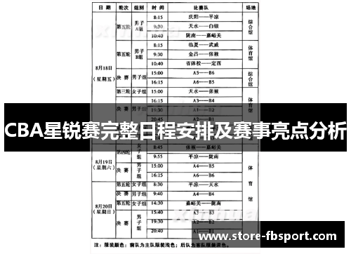 CBA星锐赛完整日程安排及赛事亮点分析
