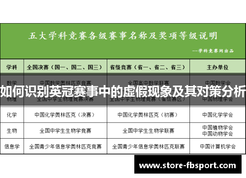 如何识别英冠赛事中的虚假现象及其对策分析