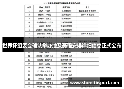世界杯组委会确认举办地及赛程安排详细信息正式公布
